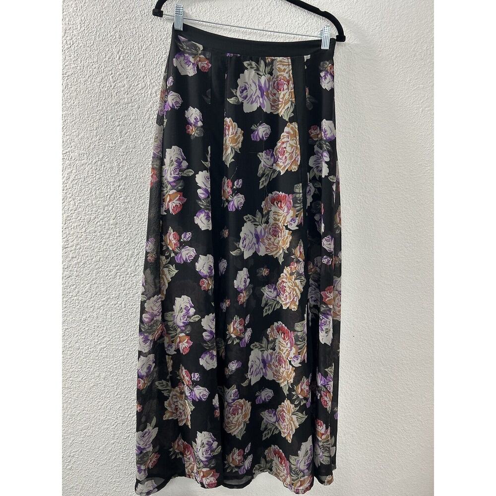 Minkpink Maxi Skirt Dark Floral Womens‎ Size S Fairy Grunge Goth Sheer